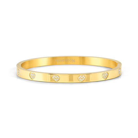 Pretty Bangles Gold Heart with CZ - Small