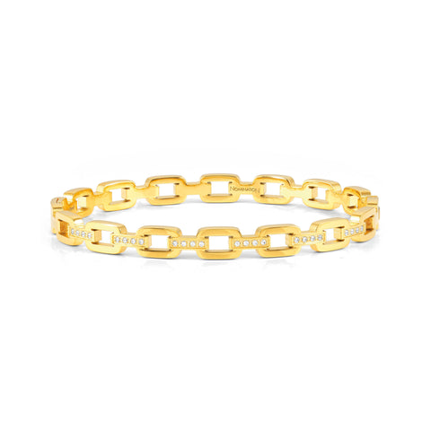 Pretty Bangles Gold Chain Style with White CZ - Small