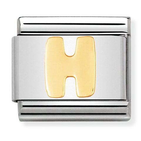 Nomination Composable Classic Link 030101/08 Letter H in 18K Gold
