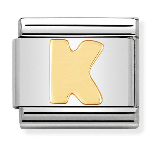 Nomination Composable Classic Link 030101/11 Letter K in 18K Gold