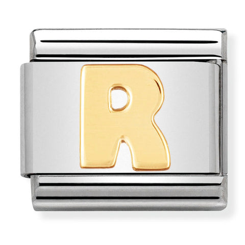 Nomination Composable Classic Link 030101/18 Letter R in 18K Gold