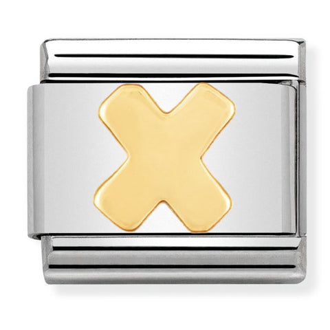 Nomination Composable Classic Link 030101/24 Letter X in 18K Gold