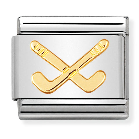 Nomination Composable Classic Link 030106/07 Hockey Sticks in 18K Gold