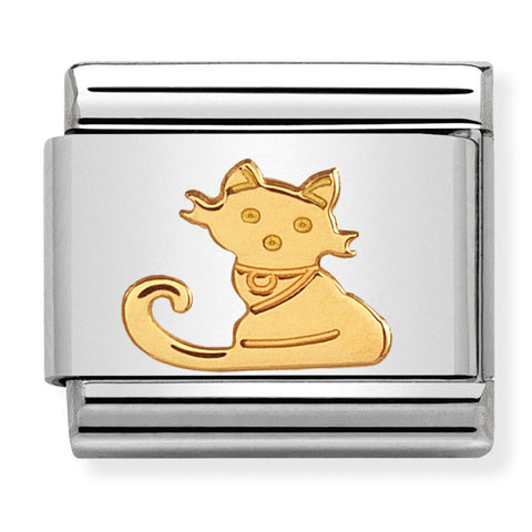 Nomination Composable Classic Link 030112/32 Seated Cat in 18K Gold