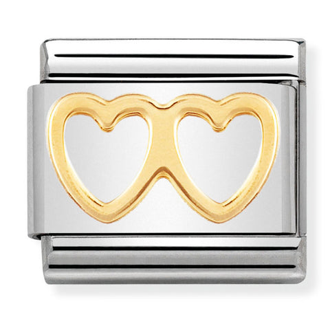Nomination Composable Classic Link 030116/03 Double Heart in 18K Gold