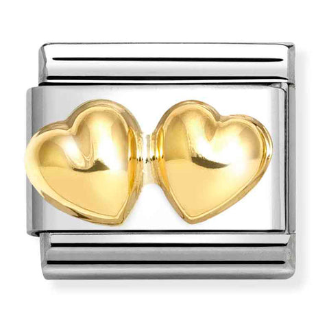 Nomination Composable Classic Link 030116/23 Double Rounded Hearts In Gold