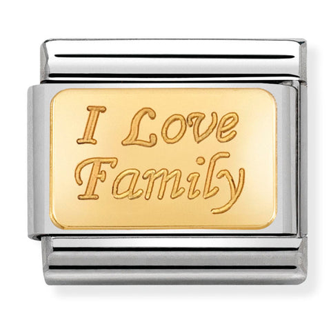 Nomination Composable Classic Link 030121/33 I Love Family in 18K Gold