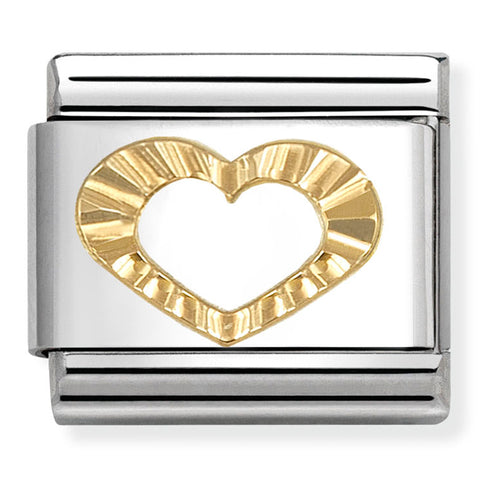 Nomination Composable Classic Link 030149/63 Heart with Etched Detail in 18K Gold