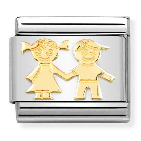 Nomination Composable Classic Link 030162/69 Sister & Brother in 18K Gold