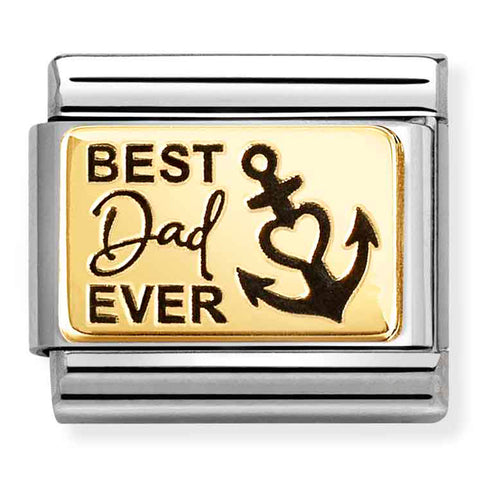 Nomination Composable Classic Link 030166/65 Best Dad Ever in 18K Gold & Enamel