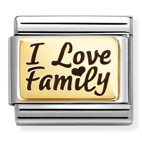 Nomination Composable Classic Link 030166/69 I Love Family in 18K Gold & Enamel