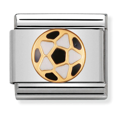 Nomination Composable Classic Link 030204/17 Black & White Ball in 18K Gold & Enamel