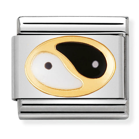 Nomination Composable Classic Link 030208/23 Tao in 18K Gold & Enamel
