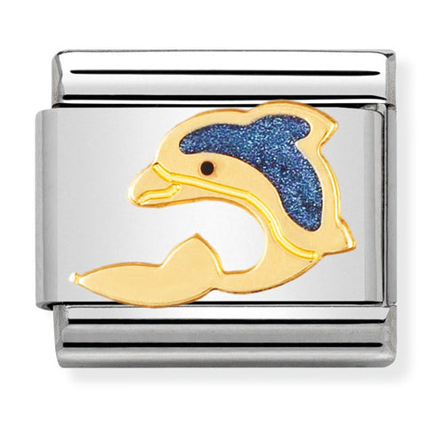 Nomination Composable Classic Link 030213/01 Dolphin in 18K Gold & Enamel
