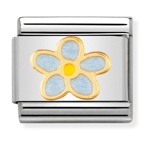 Nomination Composable Classic Link 030214/44 Forget-Me-Not Flower in 18K Gold & Enamel