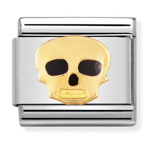Nomination Composable Classic Link 030216/08 Skull in 18K Gold & Enamel