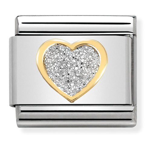 Nomination Composable Classic Link 030220/02 Heart with Glitter Enamel in 18K Gold