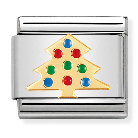 Nomination Composable Classic Link 030225/03 Christmas Tree in 18K Gold & Enamel