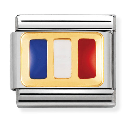 Nomination Composable Classic Link 030234/05 France Flag in 18K Gold and Emanel