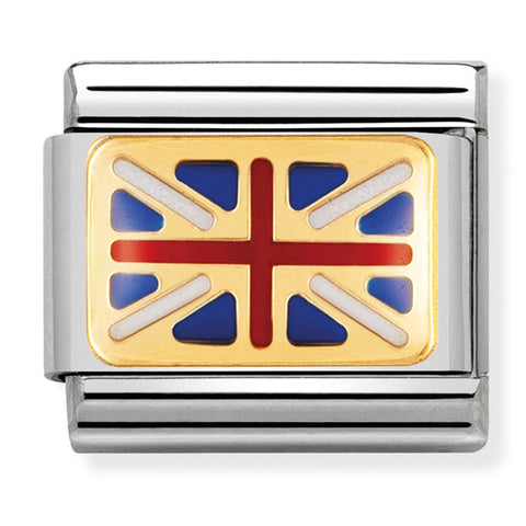 Nomination Composable Classic Link 030234/06 Great Britain Flag in 18K Gold and Enamel