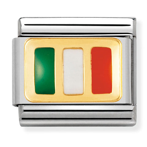 Nomination Composable Classic Link 030234/10 Ireland Flag in 18K Gold and Enamel