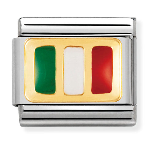 Nomination Composable Classic Link 030234/21 Italy Flag in 18K Gold & Enamel