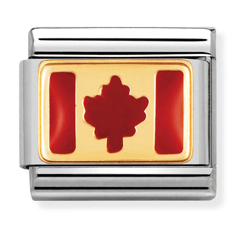 Nomination Composable Classic Link 030235/05 Canada Flag in 18K Gold & Enamel