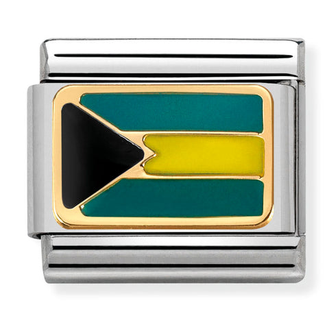 Nomination Composable Classic Link 030235/19 Bahamas Flag in 18K Gold & Enamel