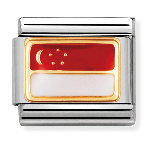 Nomination Composable Classic Link 030236/03 Singapore Flag in 18K Gold & Enamel