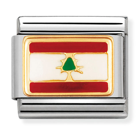 Nomination Composable Classic Link 030236/13 Lebanon Flag in 18K Gold & Enamel