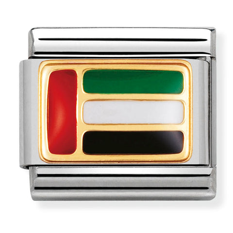 Nomination Composable Classic Link 030236/15 United Arab Emirates Flag in 18K Gold & Enamel