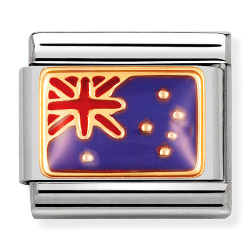 Nomination Composable Classic Link 030238/01 Australia Flag in 18K Gold & Enamel