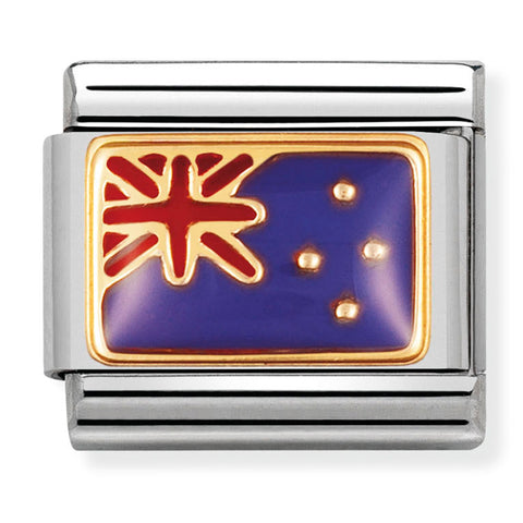 Nomination Composable Classic Link 030238/02 New Zealand Flag in 18K Gold & Enamel