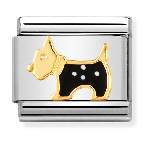 Nomination Composable Classic Link 030248/09 Terrier Dog in 18K Gold & Enamel