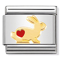 Nomination Composable Classic Link 030272/46 Rabbit with Heart 18k Gold & Enamel