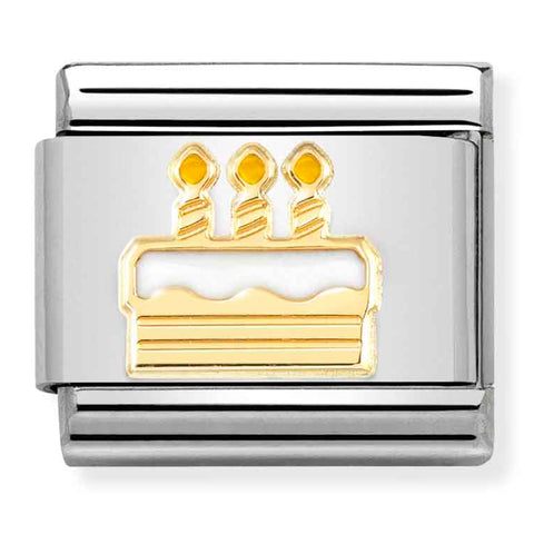 Nomination Composable Classic Link 030272/71 Birthday Cake in 18K Gold & Enamel