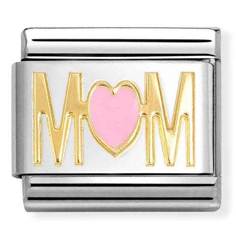Nomination Composable Classic Link 030272/84 Mum Pink Heart in 18K Gold & Enamel