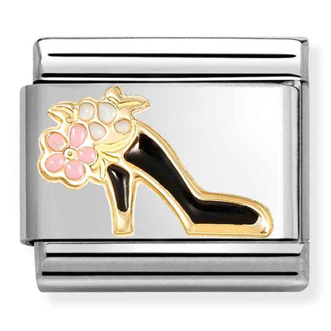 Nomination Composable Classic Link 030272/95 High Heel Shoe Black in 18K Gold & Enamel