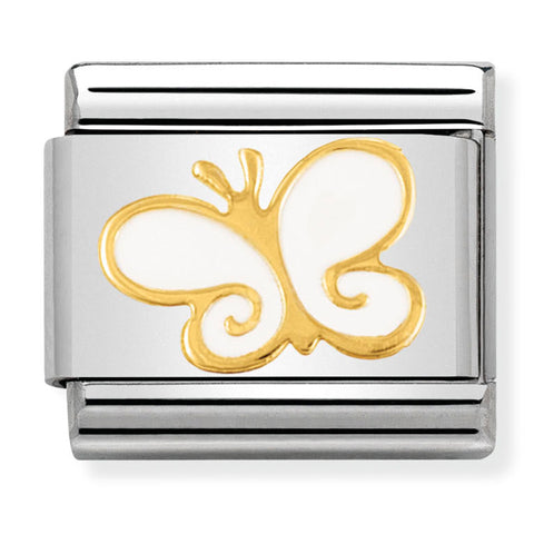 Nomination Composable Classic Link 030278/03 White Butterfly 18k Gold & Enamel