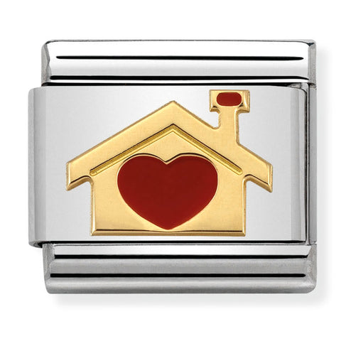 Nomination Composable Classic Link 030283/07 Home with Heart 18k Gold & Enamel