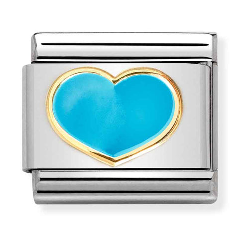 Nomination Composable Classic Link 030283/25 Turquoise Heart in Gold