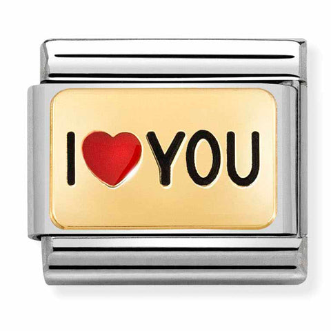 Nomination Composable Classic Link 030284/52 I Heart You in 18K Gold & Enamel