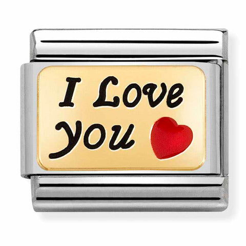 Nomination Composable Classic Link 030284/55 I Love You in Gold & Red Enamel