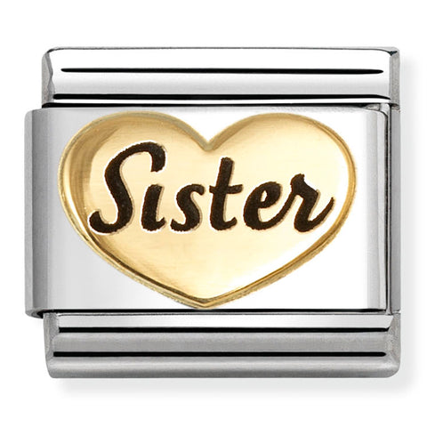 Nomination Composable Classic Link 030285/78 Sister Heart in 18K Gold & Enamel