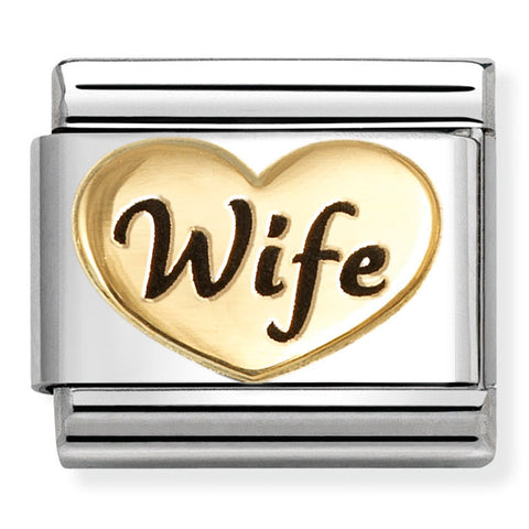 Nomination Composable Classic Link 030285/82 Wife Heart in 18K Gold & Enamel