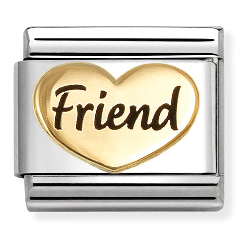 Nomination Composable Classic Link 030285/84 Friends Heart in 18K Gold & Enamel