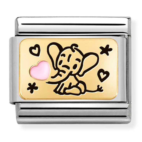 Nomination Composable Classic Link 030289/03 Pink Elephant in 18K Gold & Enamel