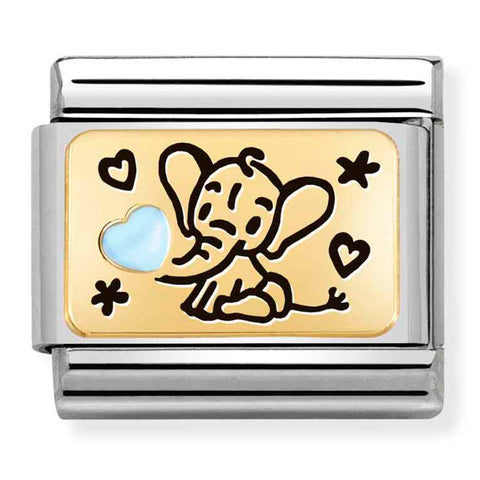 Nomination Composable Classic Link 030289/04 Blue Elephant in 18K Gold & Enamel