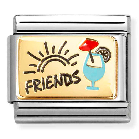 Nomination Composable Classic Link 030289/08 Friends with Cocktail in 18K Gold and Enamel