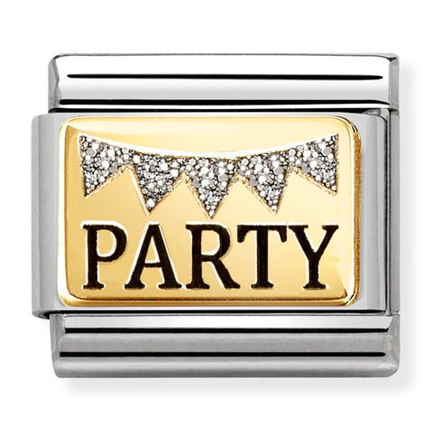 Nomination Composable Classic Link 030289/09 Party with Glitter in 18K Gold with Enamel